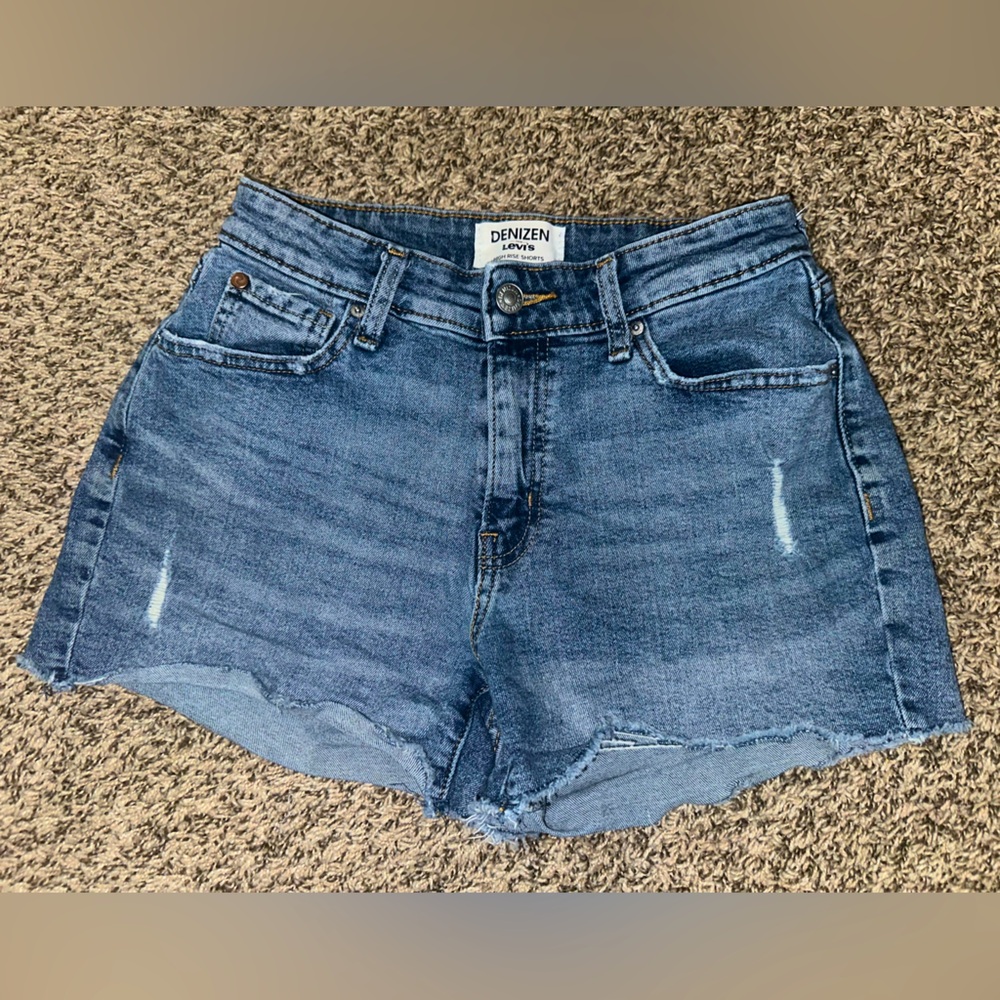 Denizen from Levi's Blue Jean Shorts with Distressed Details